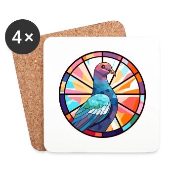 Taube Buntglas Bunte Karikatur Kawaii Anima - Untersetzer (4er-Set) - Weiß - Vorne