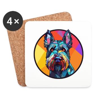 Scottish Terrier Hund Buntes Glas Buntes Cartoo - Untersetzer (4er-Set) - Weiß - Vorne