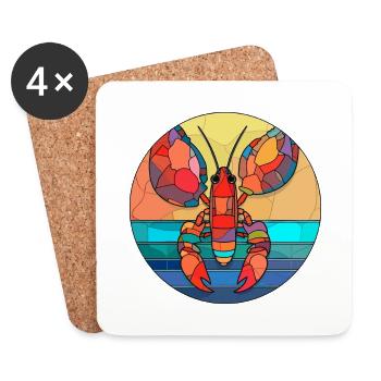 Homard vitrail coloré dessin animé Kawaii Anim - Dessous de verre (lot de 4) - blanc - Devant