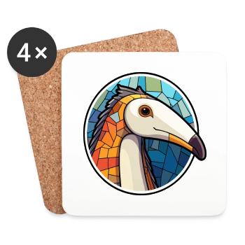 Ameisenbär Buntglas Bunt Karikatur Kawaii Ani - Untersetzer (4er-Set) - Weiß - Vorne