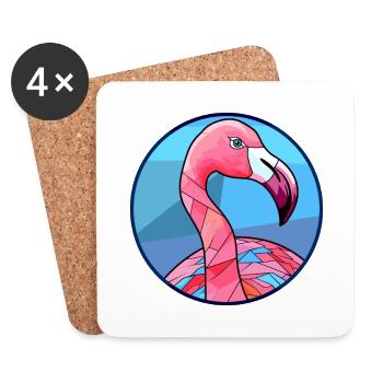 Flamingo Buntes Glas Bunte Karikatur Kawaii Ani - Untersetzer (4er-Set) - Weiß - Vorne