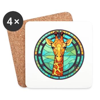 Girafe vitrail coloré dessin animé Kawaii Anim - Dessous de verre (lot de 4) - blanc - Devant