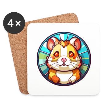 Hamster vitrail coloré Cartoon Kawaii Anim - Dessous de verre (lot de 4) - blanc - Devant