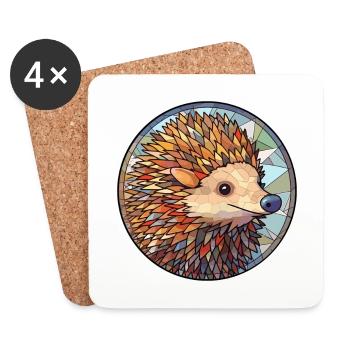 Igel Bunte Karikatur Kawaii Ani - Untersetzer (4er-Set) - Weiß - Vorne