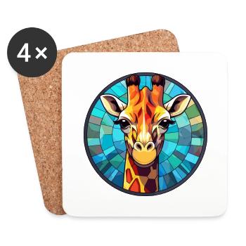 Girafe vitrail coloré dessin animé Kawaii Anim - Dessous de verre (lot de 4) - blanc - Devant