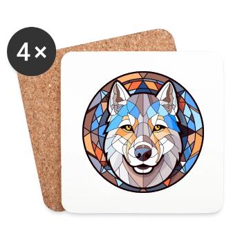 Husky Hund Buntes Glas Bunte Karikatur Kawaii An - Untersetzer (4er-Set) - Weiß - Vorne