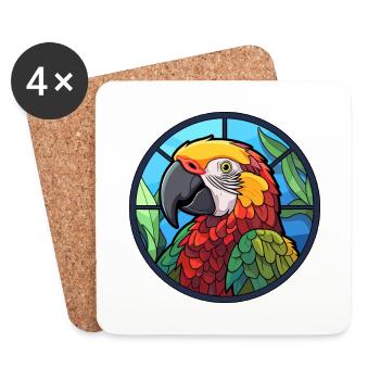 Papagei Buntglas Bunte Karikatur Kawaii Anima - Untersetzer (4er-Set) - Weiß - Vorne