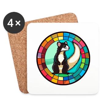 Stinktierglas bunte Karikatur Kawaii Tier - Untersetzer (4er-Set) - Weiß - Vorne