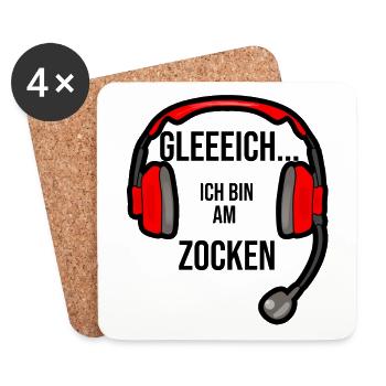 Gleich ich bin am zocken - Untersetzer (4er-Set) - Weiß - Vorne