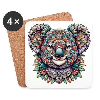 Koala mit Mandalas dekoriert - Untersetzer (4er-Set) - Weiß - Vorne