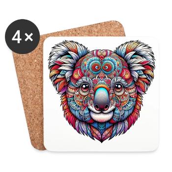 Koala decorated with Mandalas - Coasters (set of 4) - white - Front