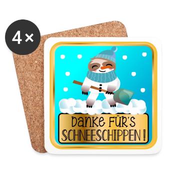 DANKESCHÖN GESCHENKE - SCHNEE SCHIPPEN FAULTIERE - Untersetzer (4er-Set) - Weiß - Vorne