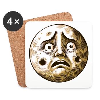 Schreckhafter Mond - Untersetzer (4er-Set) - Weiß - Vorne