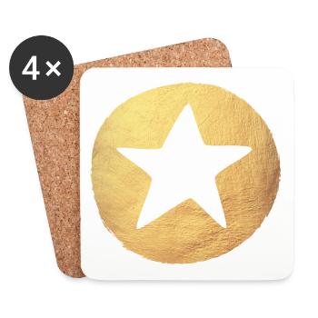 Kreis Gold Stern Weihnachten dekorativ deluxe Xmas - Untersetzer (4er-Set) - Weiß - Vorne