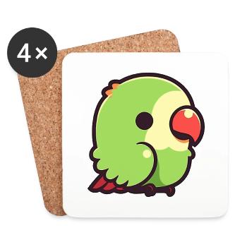 Parrot Cute Happy Kawaii Cartoon Clipart Animal - Coasters (set of 4) - white - Front