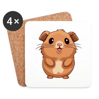 Meerschweinchen Niedlich Glücklich Kawaii Cartoon Clipart Anima - Untersetzer (4er-Set) - Weiß - Vorne