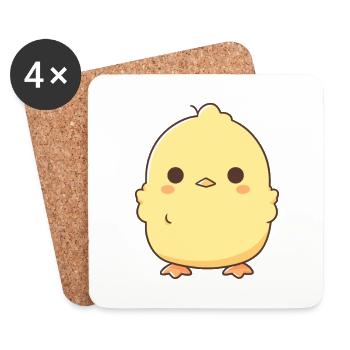Chicken Cute Happy Kawaii Cartoon Clipart Animal - Coasters (set of 4) - white - Front