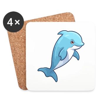 Delfin Niedlich Glücklich Kawaii Cartoon Clipart Tier - Untersetzer (4er-Set) - Weiß - Vorne