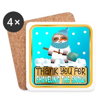 SHOVELING THE SNOW - THANK YOU SLOTH - Coasters (set of 4) - white - Front
