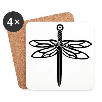 épée noire et ailes de libellule - Dessous de verre (lot de 4) - blanc - Devant
