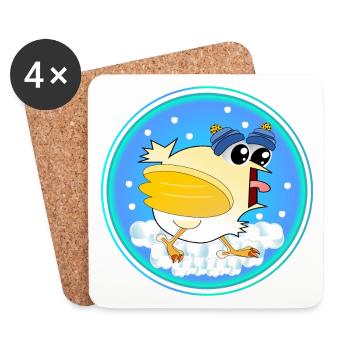 Schnee Winter Hühner - Untersetzer (4er-Set) - Weiß - Vorne