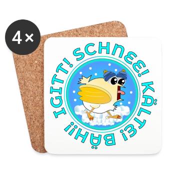 Kälte Winter Hühner - Untersetzer (4er-Set) - Weiß - Vorne
