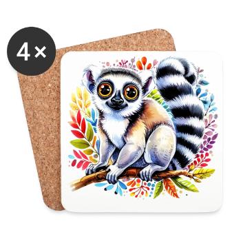 Lémurien - Dessous de verre (lot de 4) - blanc - Devant