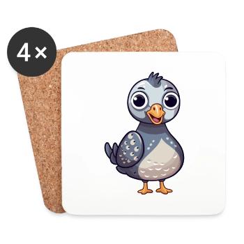 Pintade Mignon Heureux Kawaii Dessin Animé Clipart Anim - Dessous de verre (lot de 4) - blanc - Devant