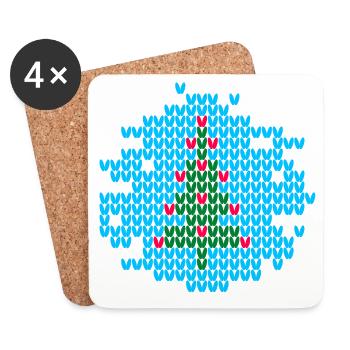 Christmas Tree Knit Ugly Christmas Xmas Pattern - Coasters (set of 4) - white - Front