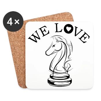 Illustration d’icône d’icône de cheval d’équipe d’amour d’échecs - Dessous de verre (lot de 4) - blanc - Devant