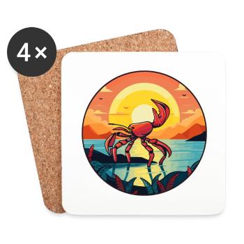 Scorpion Aquarelle Colorée Dessin Animé Kawaii Animal - Dessous de verre (lot de 4) - blanc - Devant