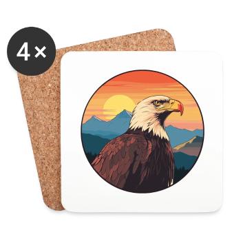 Eagle Colorful Watercolor Cartoon Kawaii Animal - Coasters (set of 4) - white - Front