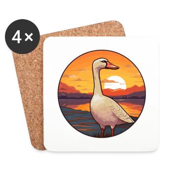 Gans buntes Aquarell Cartoon Kawaii Tier - Untersetzer (4er-Set) - Weiß - Vorne