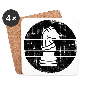 Schach Springer Zeichnung - Untersetzer (4er-Set) - Weiß - Vorne