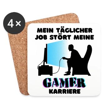 Gamer Job Statement Karriere Arbeit Workaholic - Untersetzer (4er-Set) - Weiß - Vorne