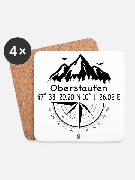 Koordinaten Oberstaufen - Untersetzer (4er-Set) - Weiß