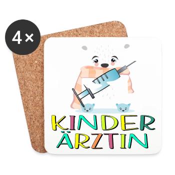 Kinderärztin Medizinerin Kinderheilkunde - Untersetzer (4er-Set) - Weiß - Vorne