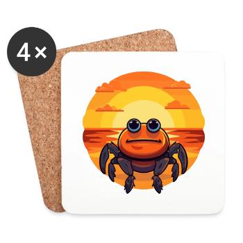 Craw Dessin Animé Drôle Kawaii Plage Illustration - Dessous de verre (lot de 4) - blanc - Devant