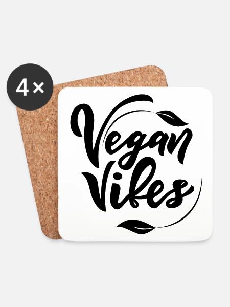 Vegan Vibes - Untersetzer (4er-Set) - Weiß
