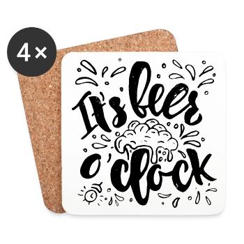 It's beer o'clock - Untersetzer (4er-Set) - Weiß - Vorne