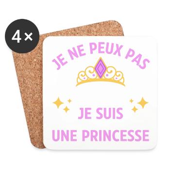 Je ne peux pas je suis une princesse - humour - Dessous de verre (lot de 4) - blanc - Devant