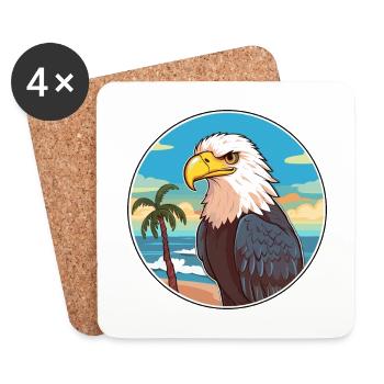 Weißkopfseeadler Aquarell Cartoon Kawaii Clipart Haustier - Untersetzer (4er-Set) - Weiß - Vorne