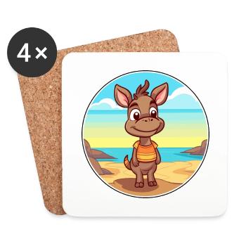 Bongo Aquarell Cartoon Kawaii Clipart Tier - Untersetzer (4er-Set) - Weiß - Vorne