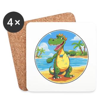 Crocodile Watercolor Cartoon Kawaii Clipart Animal - Coasters (set of 4) - white - Front