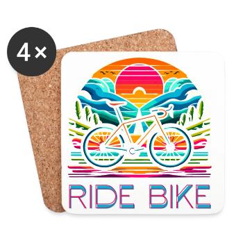 Ride Bike - pour les fans de cyclisme. - Dessous de verre (lot de 4) - blanc - Devant