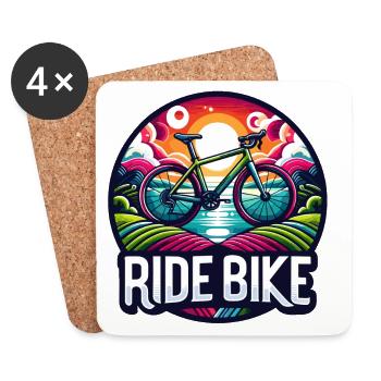 Ride Bike - Get on the bike, cyclist. - Coasters (set of 4) - white - Front
