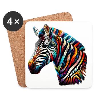 Zebra - Untersetzer (4er-Set) - Weiß - Vorne