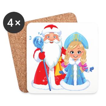 Ded Moroz Snegourotchka, Père Noël russe - Dessous de verre (lot de 4) - blanc - Devant