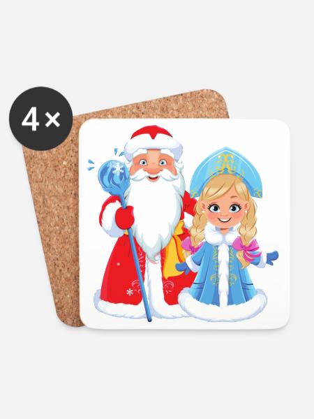 Ded Moroz Snegurotschka russischer Weihnachtsmann - Untersetzer (4er-Set) - Weiß