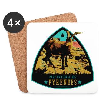 Ibex crest, Pyrenees Park: Protected Fauna - Coasters (set of 4) - white - Front